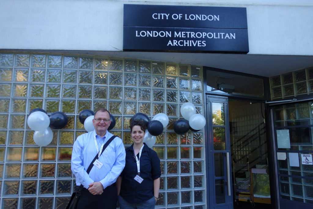 Don McLeod and Michelle Schwartz at the London Metropolitan Archives